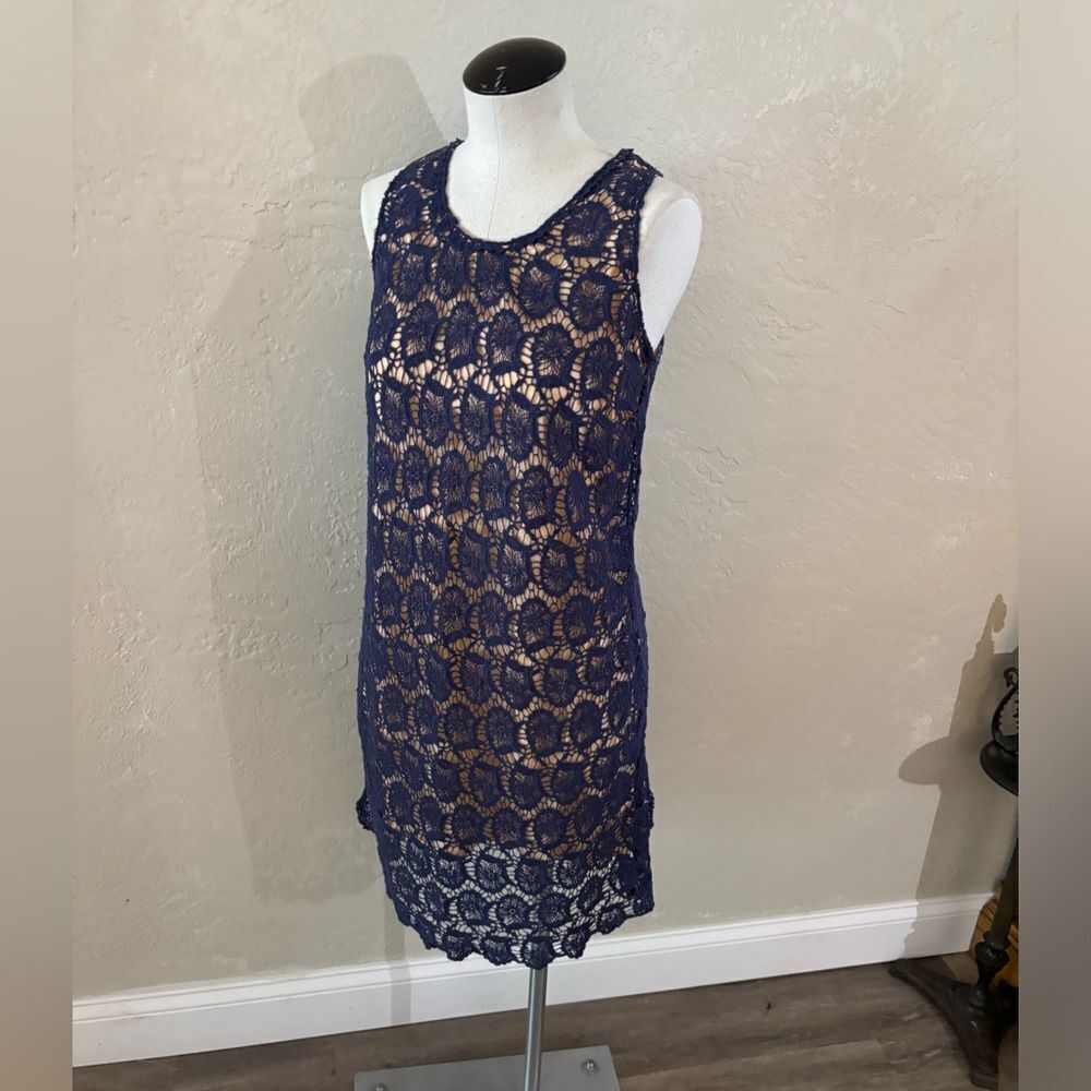 Cremieux Navy Blue Lace Sleeveless Dress Sz XS